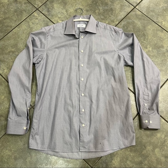 ETON Micro Check Contemporary Dress Shirt Size 42 16 1/2 Office Preppy Normcore - Picture 1 of 9